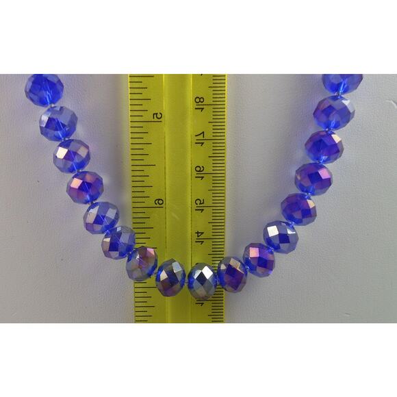 Handmade Crystal Necklace AB Purple-Blue Heart Toggle Beaded Spacers Vintage - Picture 9 of 10